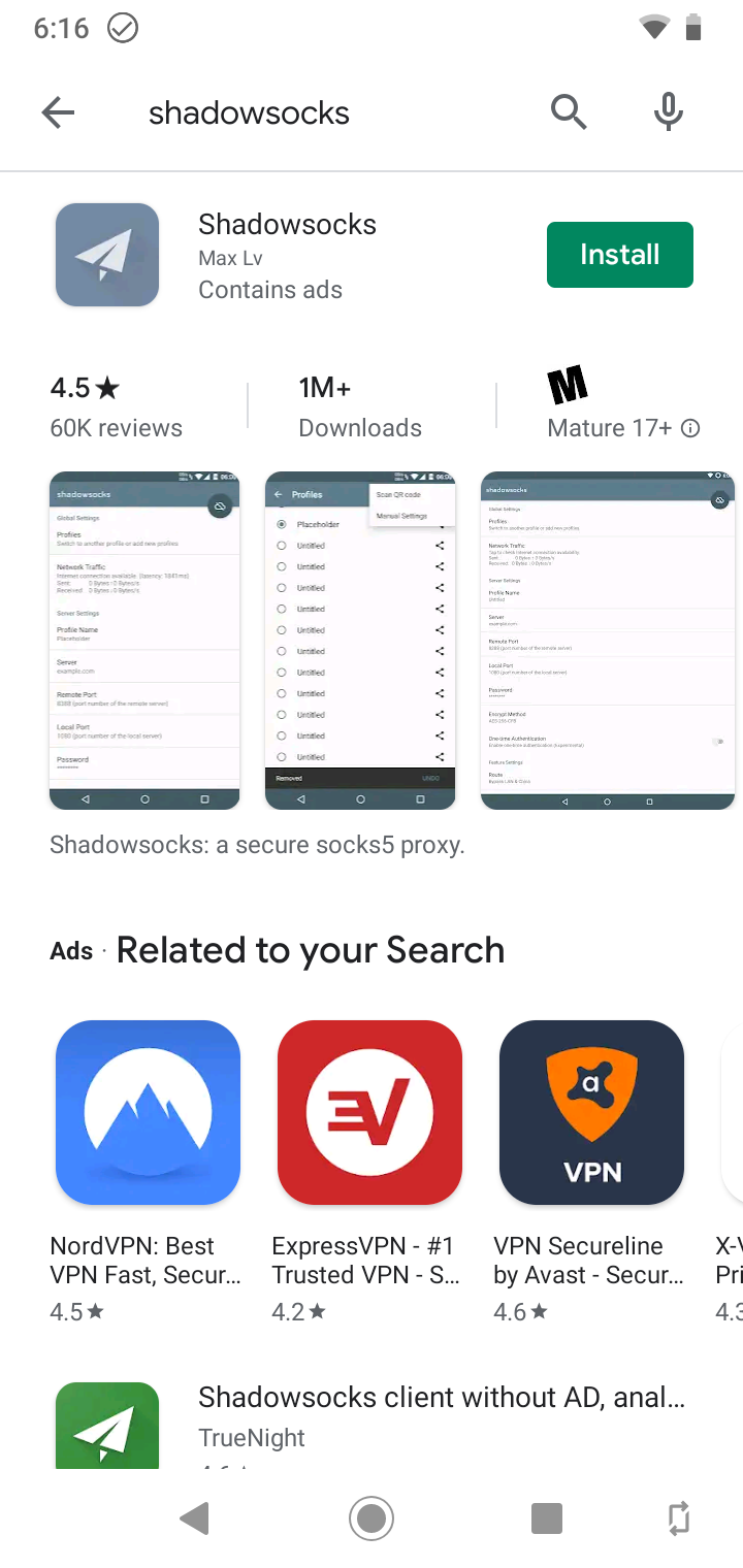 Shadowsocks Android App in Google Play Store