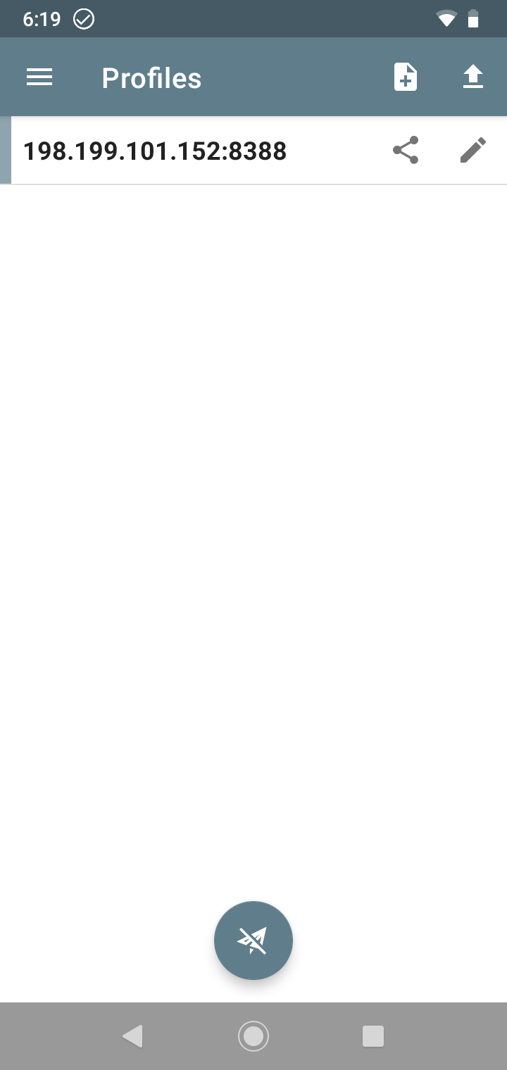 Shadowsocks App Initial Screen