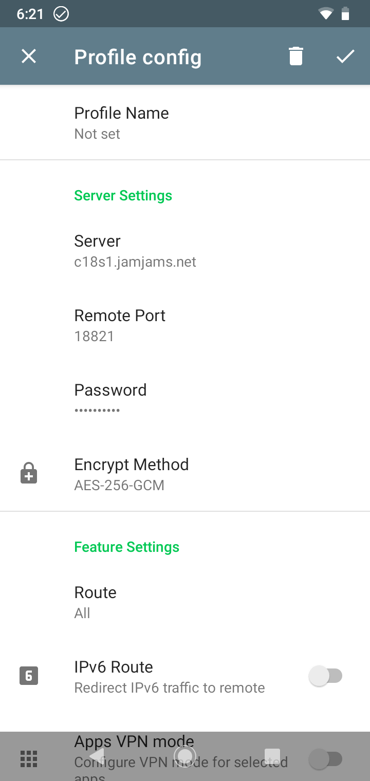 Shadowsocks Manual Connection Setup