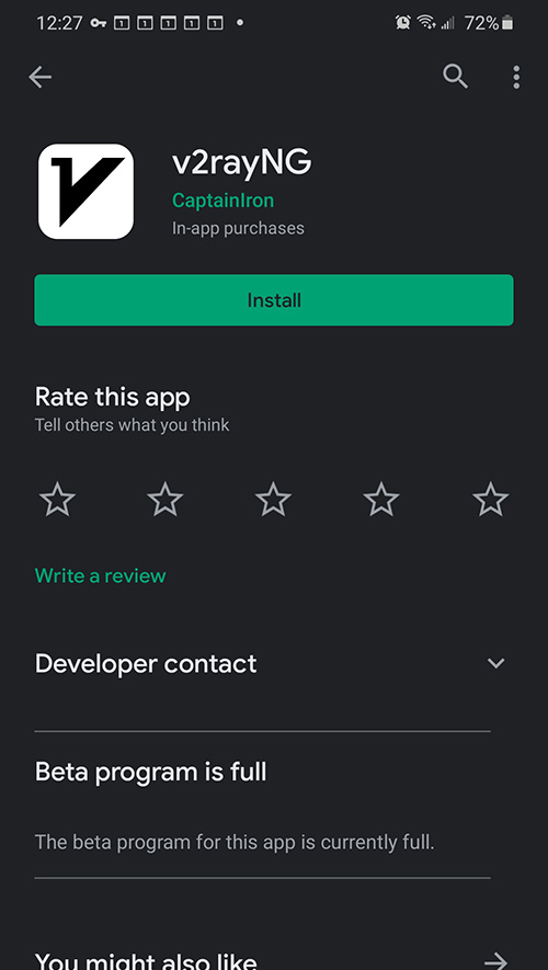 V2rayNG Application on Android