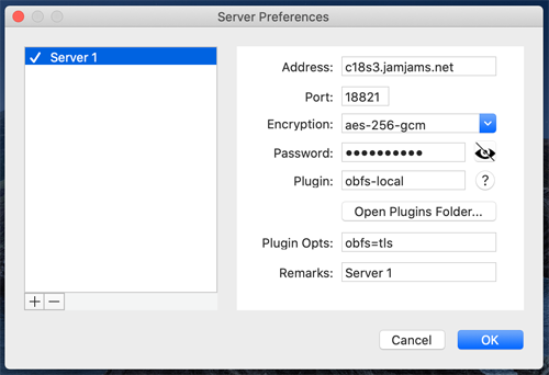 OBFS Plugin Configuration Settings