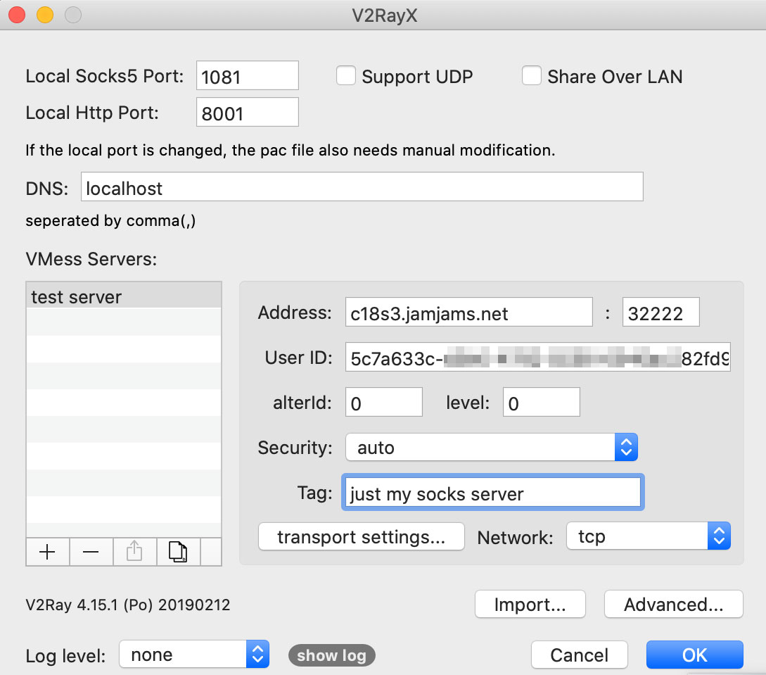 Configurando as Configurações de Conexão do v2rayX